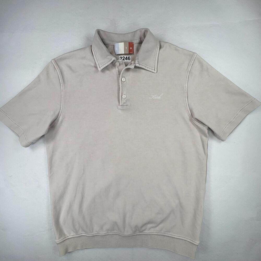 Kith Crystal Washed Graham Polo Mens Beige Tan Short Sleeve Embroidered Logo